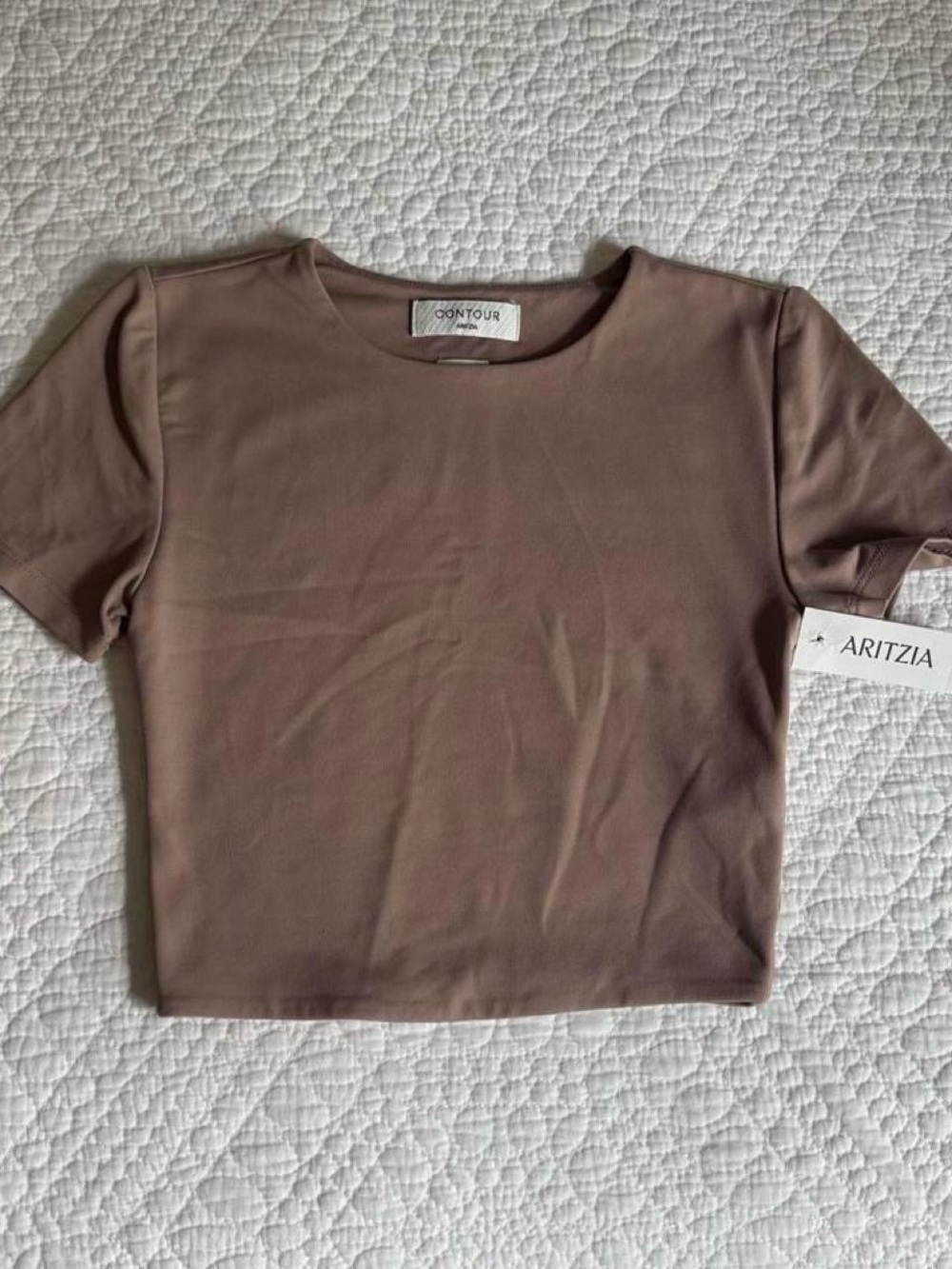 NWT Aritzia Contour Ribcage Cropped Crew-neck Tank Top Warm Taupe XXS
